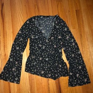 Missguided Black Printed Drape Front Plunge Blouse